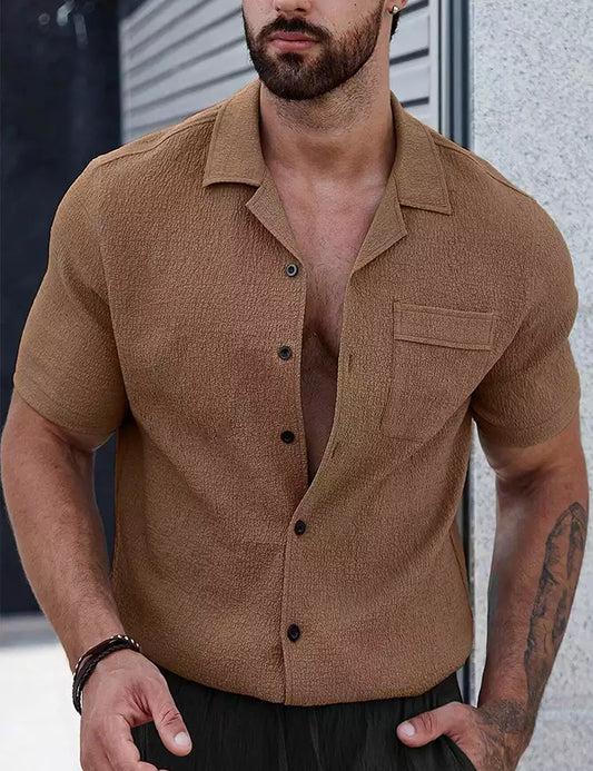 Brown Plain Shirt Cotton Material for Mens Available