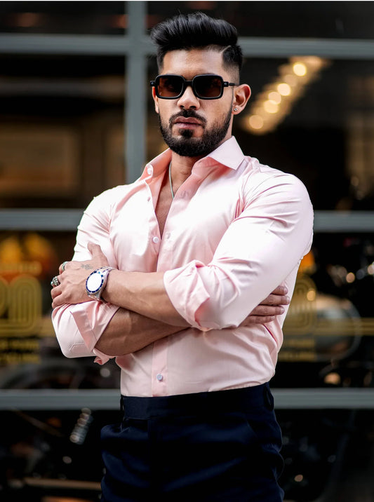 DUST PINK  Mens Full Sleeves Formal Cotton Shirt