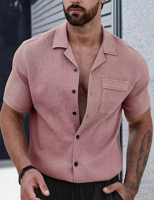 Pink Plain Shirt Cotton Material for Mens Available