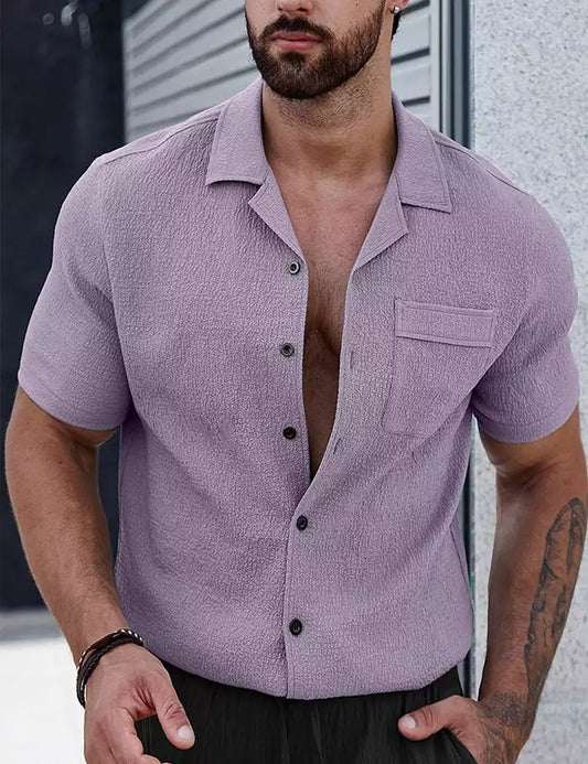 Purple Plain Shirt Cotton Material for Mens Available