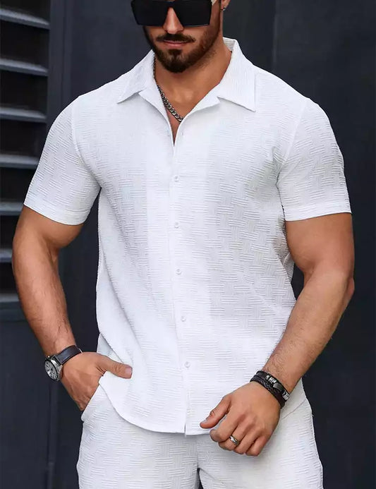 Solid White Plain Shirt Cotton Material for Mens Available