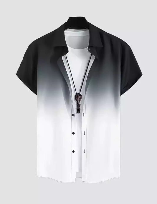 Black White Shade Design Printed Mens Cotton Half Sleeves Shirts