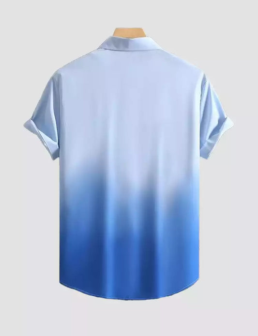 Blue Shade Design Printed Mens Cotton Half Sleeves Shirts