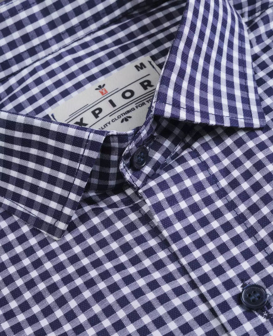 Spirited Men's Full Sleeves Mini Checks Formal Shirt Premium Collection Cotton Fabric Purple