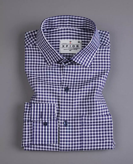 Spirited Men's Full Sleeves Mini Checks Formal Shirt Premium Collection Cotton Fabric Purple