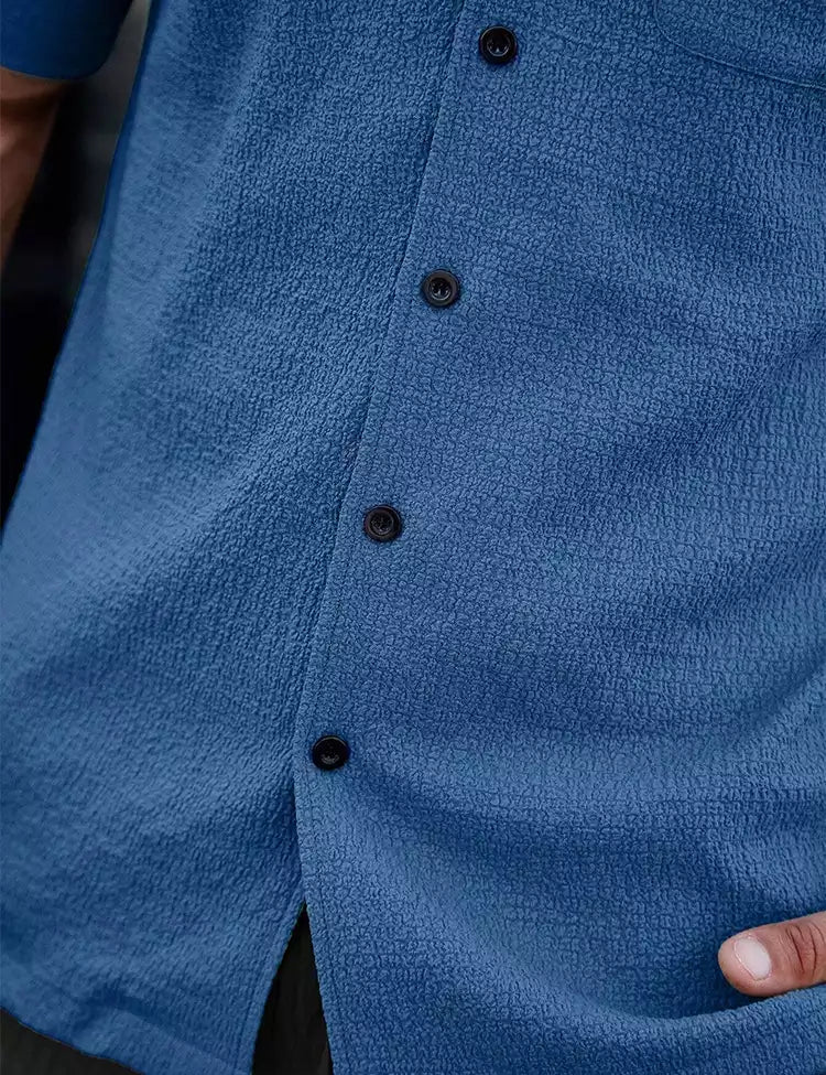 Blue Plain Shirt Cotton Material for Mens Available