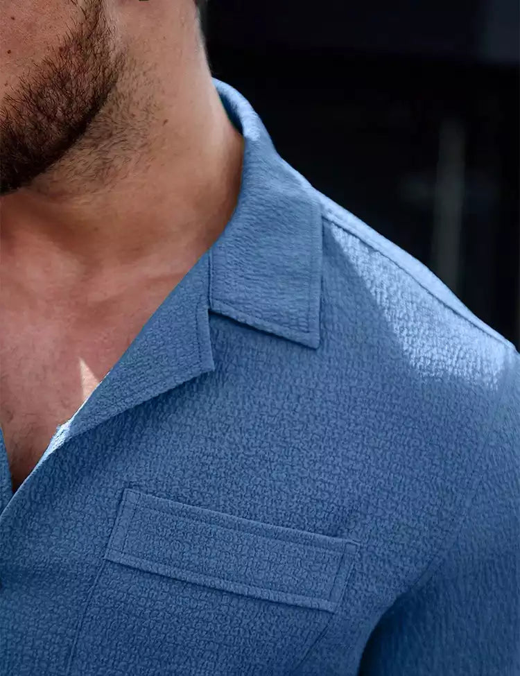 Blue Plain Shirt Cotton Material for Mens Available