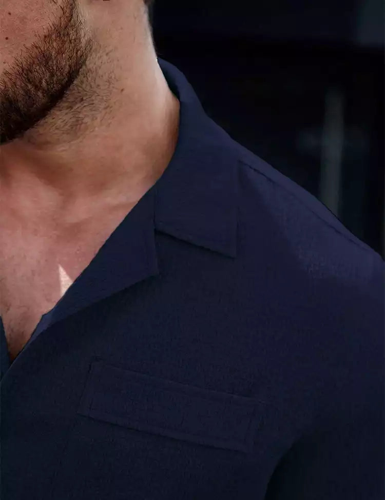 Navy Blue Plain Shirt Cotton Material for Mens Available