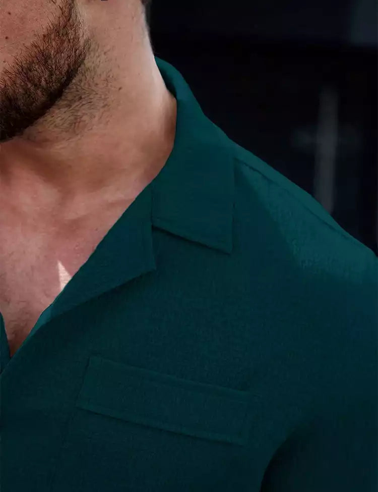 Bottle Green Plain Shirt Cotton Material for Mens Available