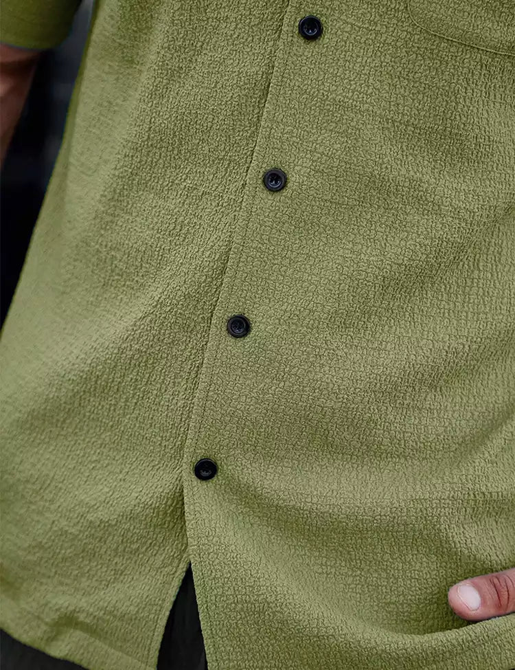 Olive Green Plain Shirt Cotton Material for Mens Available