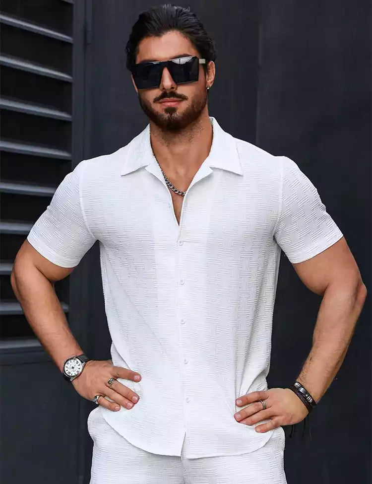 Solid White Plain Shirt Cotton Material for Mens Available