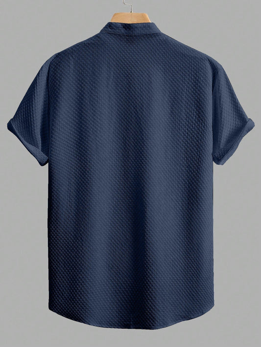 Chicken Dark Blue Plain Shirt Cotton Material for Mens Available