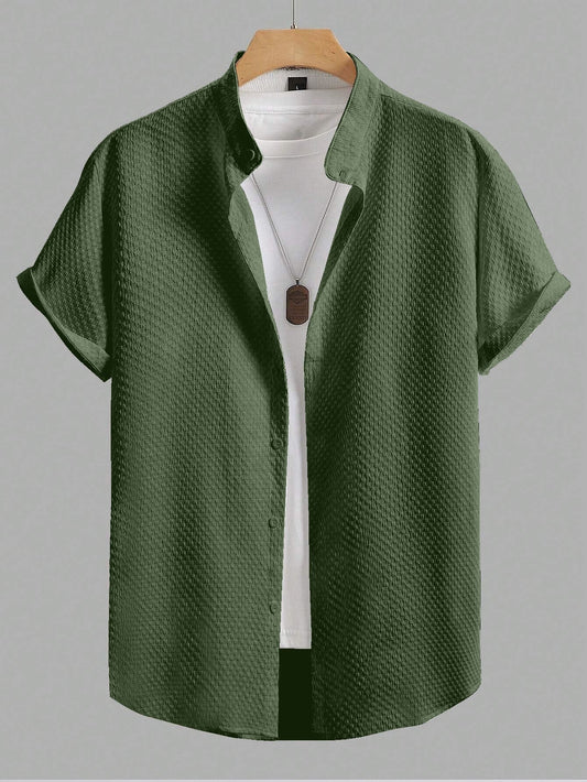 Chicken Dark Green Plain Shirt Cotton Material for Mens Available