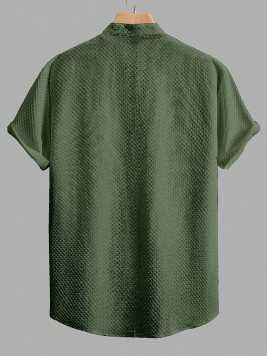 Chicken Dark Green Plain Shirt Cotton Material for Mens Available