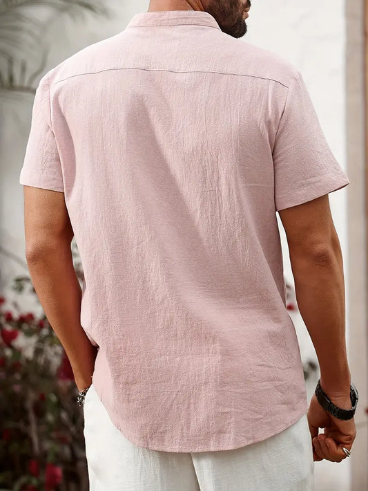 Pink Plain Shirt Cotton Material for Mens Available
