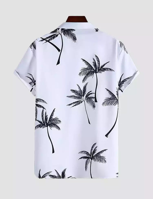 Coconut White Design Printed Mens Cotton Half Sleeves Shirts