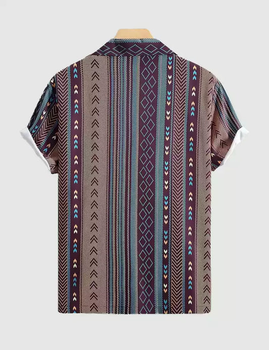 Vertical Pixel Design Printed Mens Cotton Half Sleeves Shirts